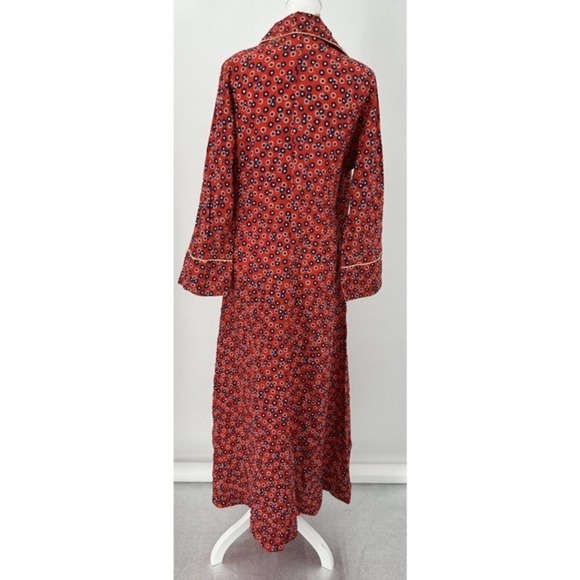 Montenapoleone Women's Red Floral Belted Robe Size 2 Made in Italy 70s? - Picture 5 of 15